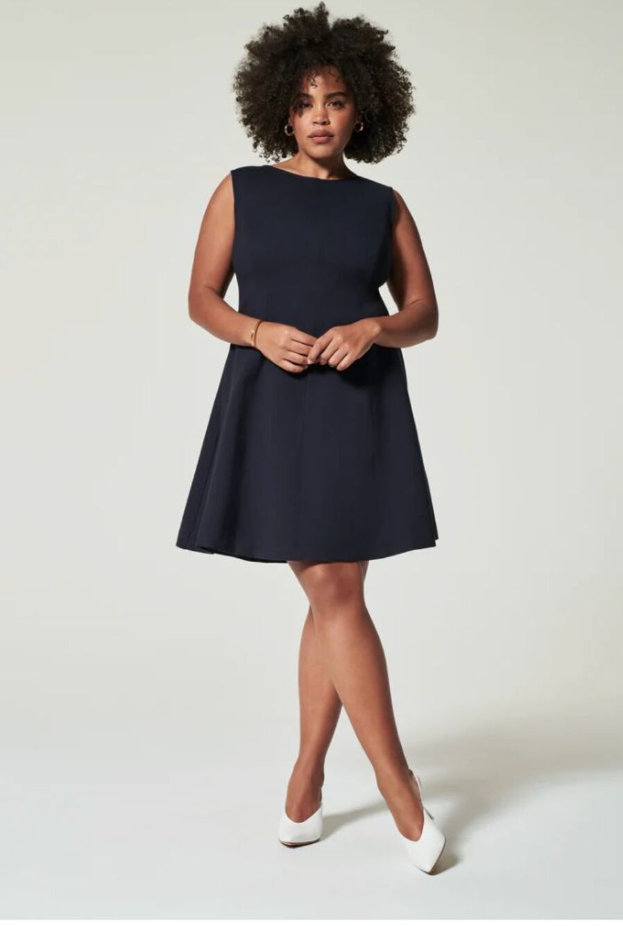 Spanx Classic Navy Blue Perfect Sleeveless Fit & Flare Dress, Size 1X Office